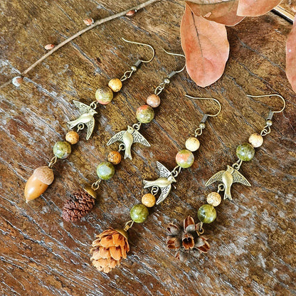 Handmade Vintage-Inspired Earrings with Natural Stone