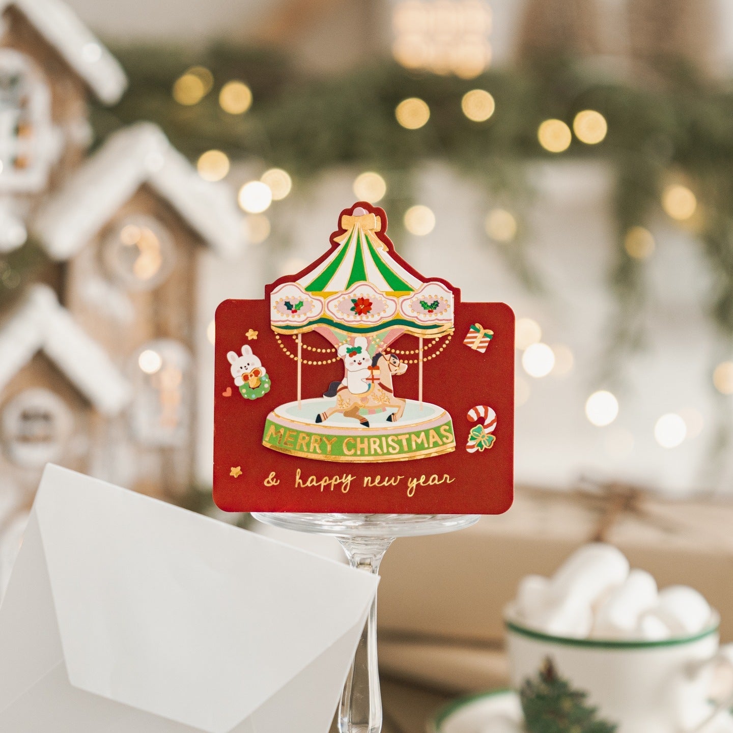 Cute Gold Foiling Christmas Greeting Card