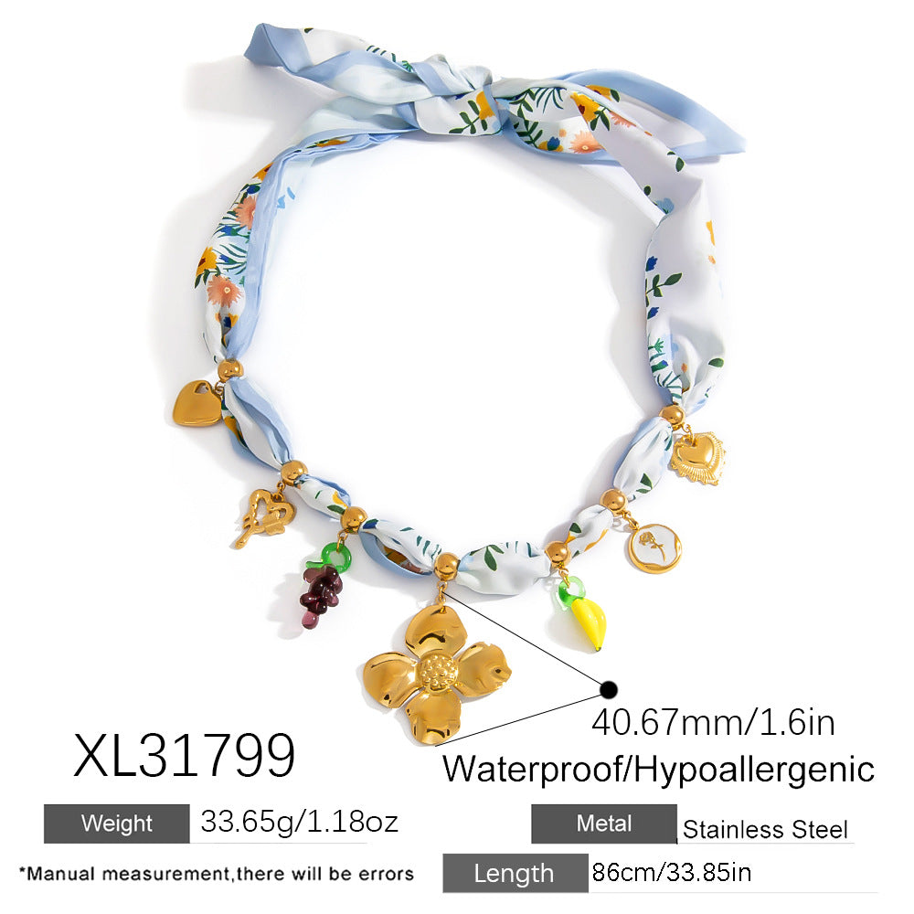 Dopamine Sunflower Pendant Necklace and Bracelet Set - Stainless Steel