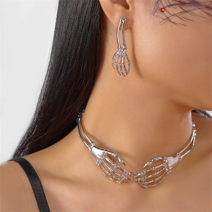 Halloween Stylish Skeleton Skull Claw Necklace