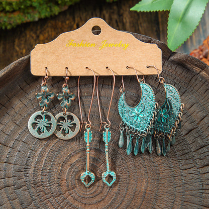 Vintage Geometric Hollow Earrings Alloy Holiday Style