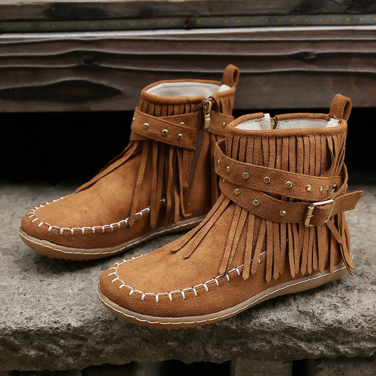 Women'S Double-Decker Tassel Boots