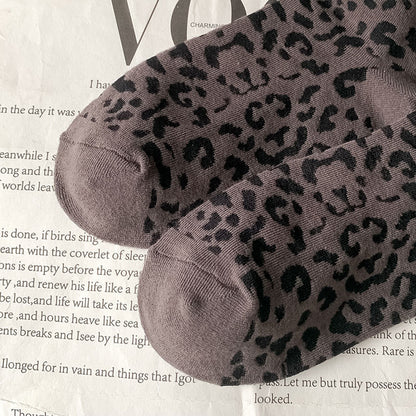 Leopard Bow Color Block Sweet Socks
