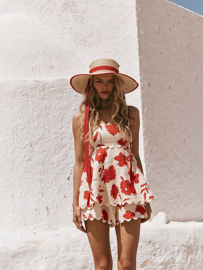 Trendy Floral Linen 2-Piece Set for Elegant Casual Wear