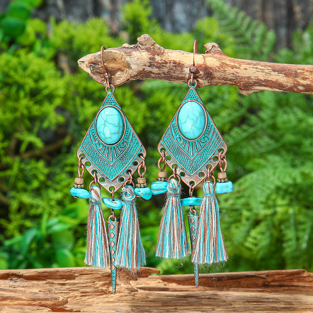 Bohemian Geometric Tassel Earrings Exotic Vacation Jewelry