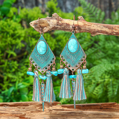 Bohemian Geometric Tassel Earrings Exotic Vacation Jewelry