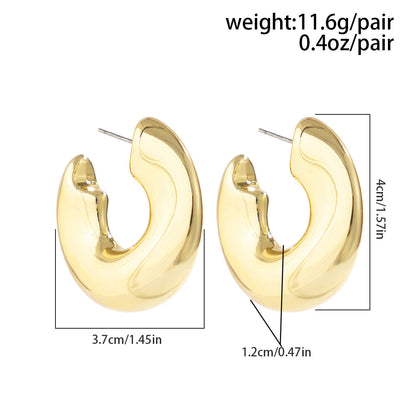 Geometric Metal Hoop Drop Earrings Trendy Casual Jewelry