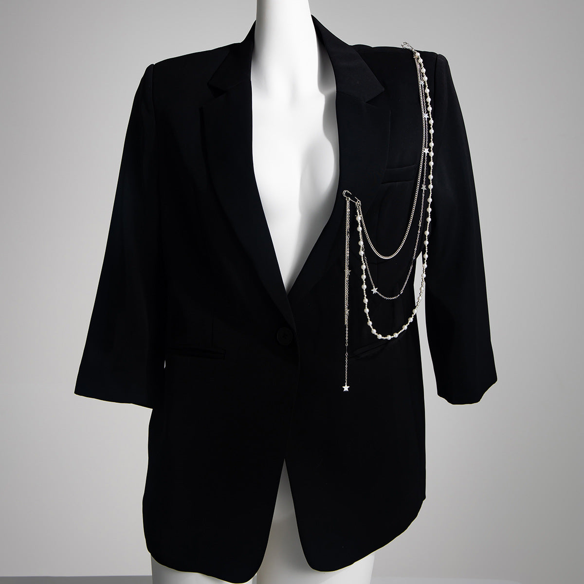 Creative Imitation Pearl Tassel Brooch Chain Pin Stylish Ins Star Pendant