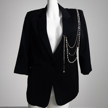 Creative Imitation Pearl Tassel Brooch Chain Pin Stylish Ins Star Pendant
