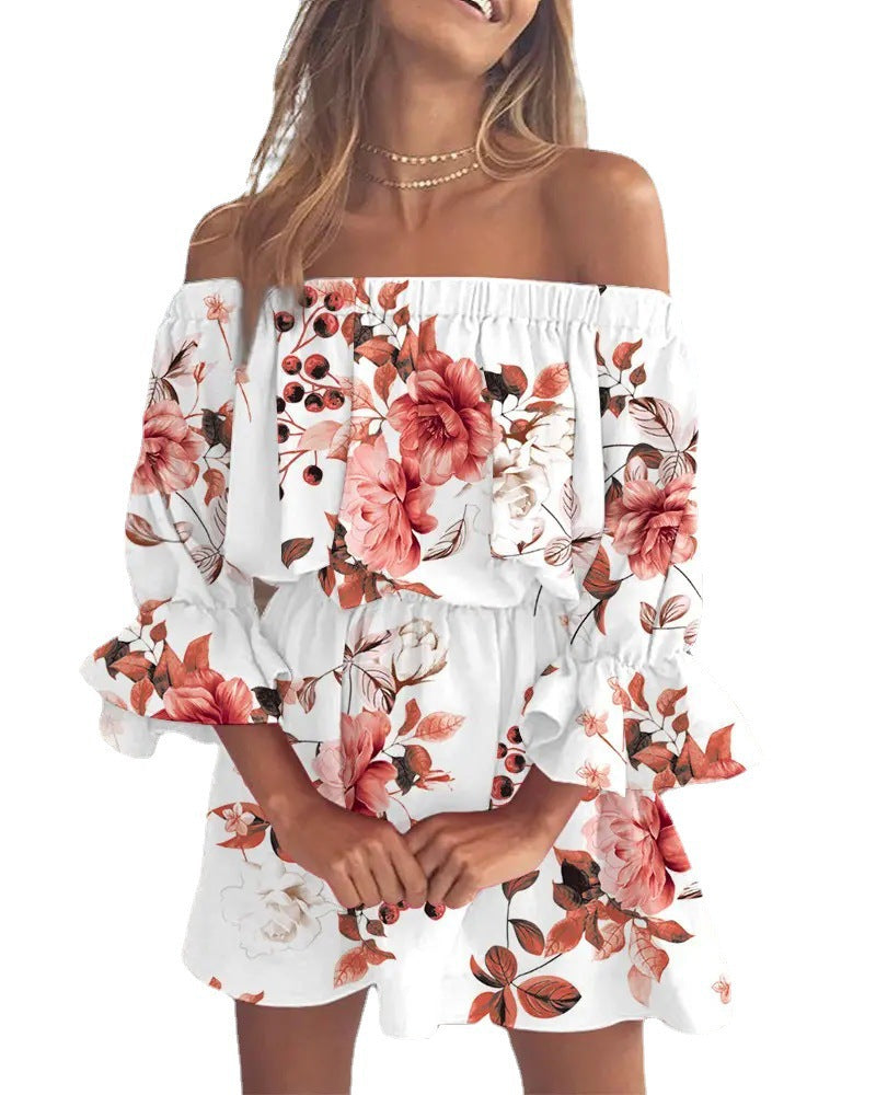 Sexy And Fashionable One Shoulder Printed Dress