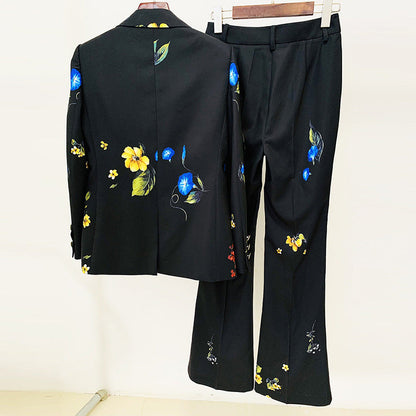 Floral Print Blazer Trouser Set