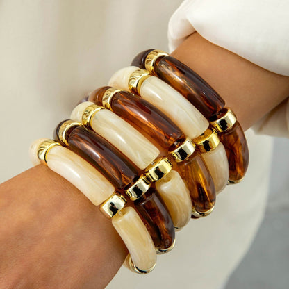 Exaggerated Acrylic Bead Bracelet Set Colorful Retro Jewelry