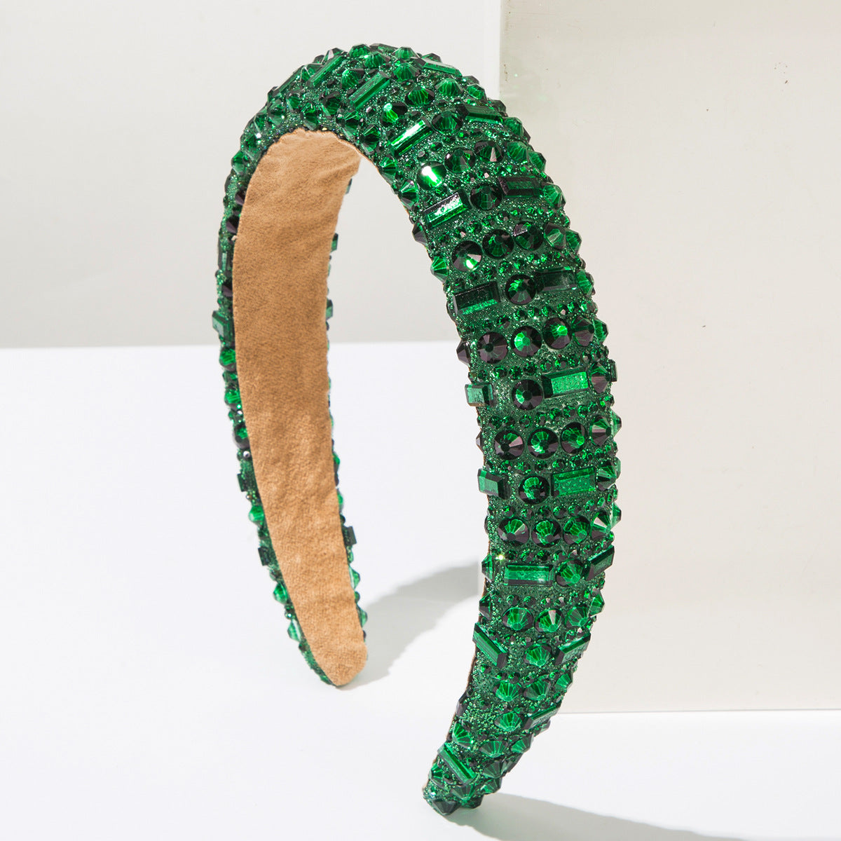 Fashionable Rhinestone Hairband with High Crown Sponge Design