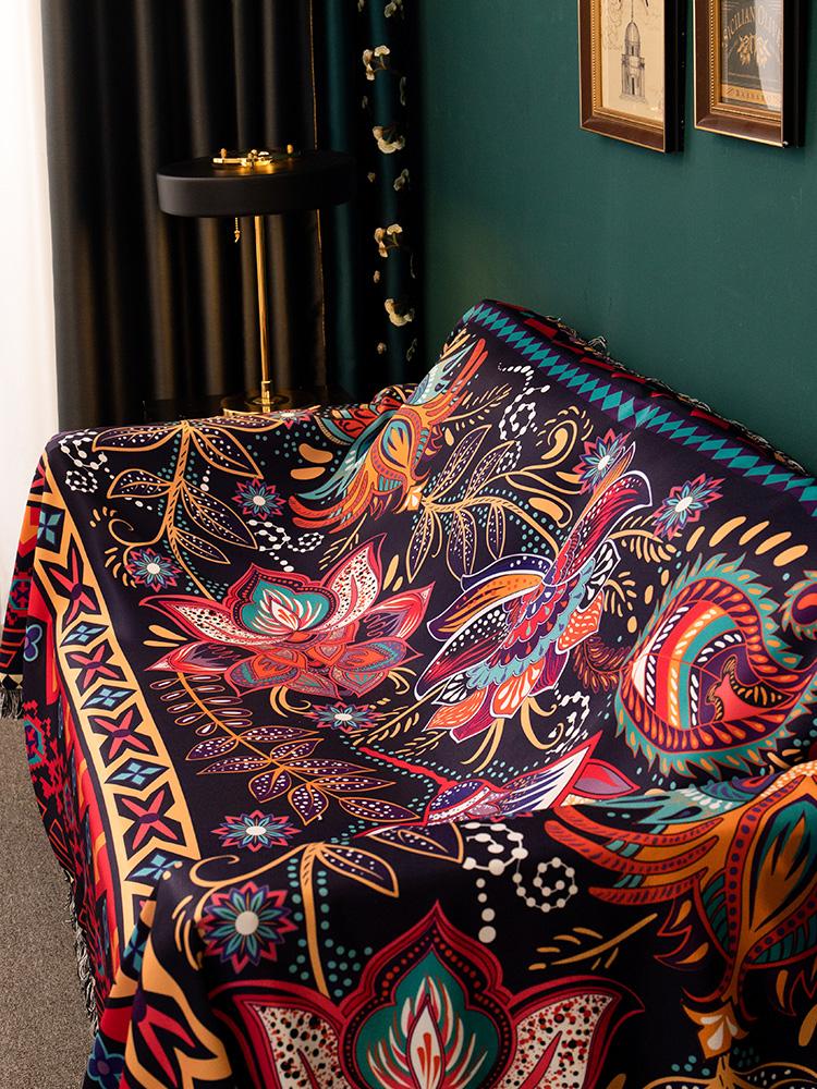 Exotic Ethnic Towel Full Cover Dust-Proof Sofa Handkerchief Universal Backrest Cover Cloth Retro Sofa Cushion Cover