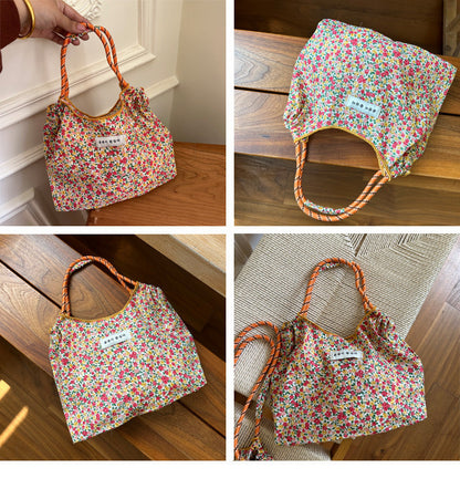 Large Capacity Floral Shopping Bag, Eco-Friendly Tote