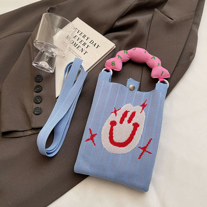 Trendy Knitted Crossbody Phone Bag Cute Cartoon Design