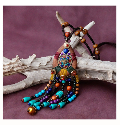 Ethnic Sweater Chain Retro Tassel Bohemian Necklace Jewelry Personalized Tibetan Sweater Chain