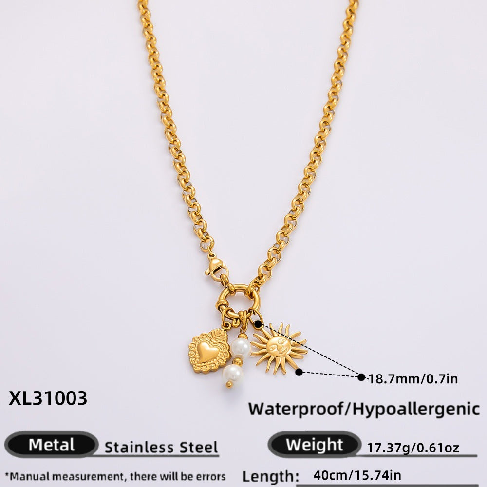DIY Stainless Steel Heart Pendant Necklace with 18k Gold Plating