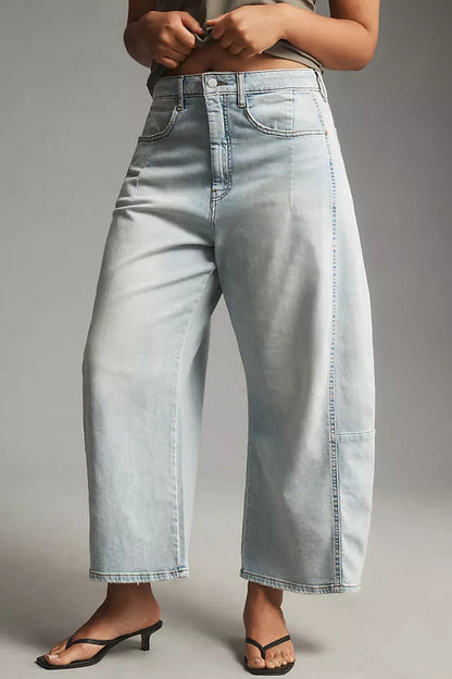 Simple Washed Straight Leg High Waist Jeans
