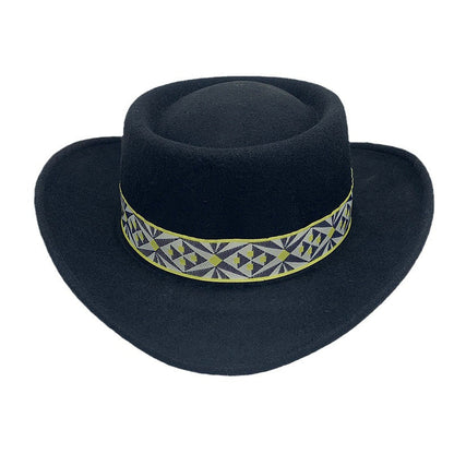 Jazz Style Wool Felt Hat with Wide Brim - Vintage Aesthetic