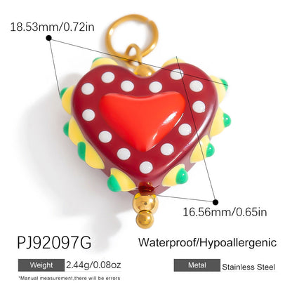 Hand-Painted DIY Jewelry Accessories Summer Dopamine Glass Heart Pendant