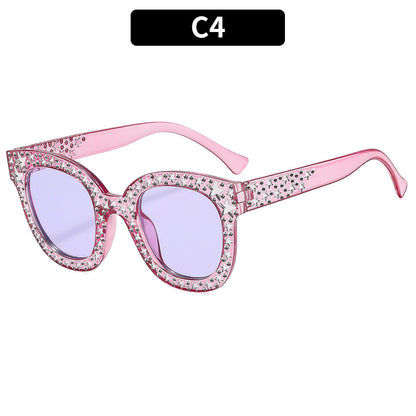 Fashionable Square Frame Sunglasses With Glitter Accents