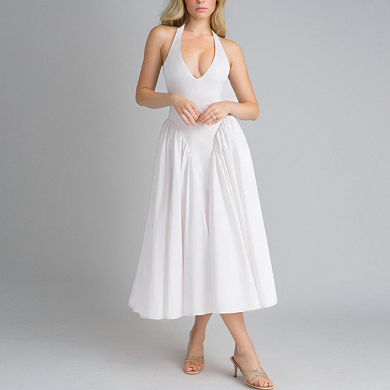 V-Neck Sleeveless Maxi Dress Elegant Casual Polyester