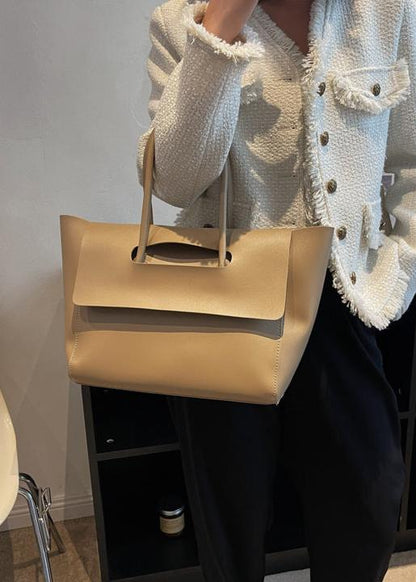 Spacious Pu Tote Bag With Minimalist Flap Design