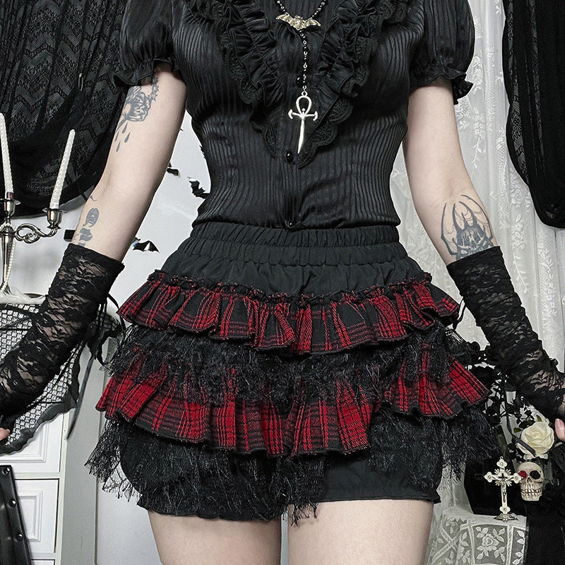 Spider Web Pumpkin Midi Skirt Urban Chic Lace Detail
