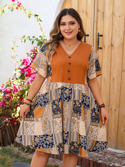Bohemian Maxi Dress with 3D Pattern Elegant Casual