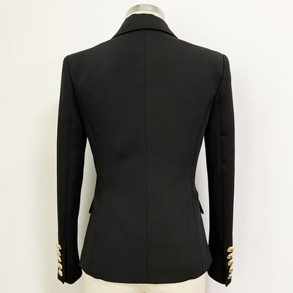 Double-Breasted Blazer With Metal Lion Head Button