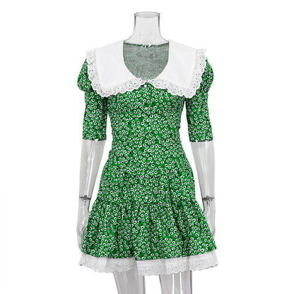 Summer Floral A-Line Dress With Peter Pan Collar