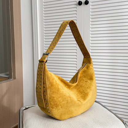 Punk-Inspired Two-Sided Studded PU Shoulder Bag