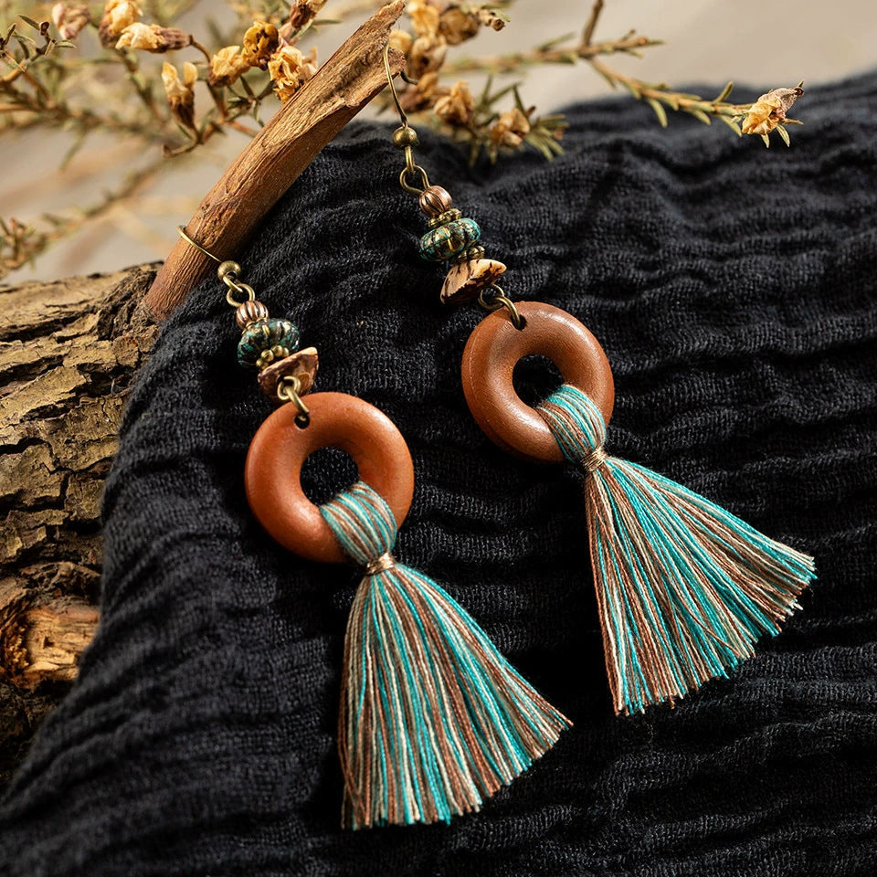Bohemian Style Metal Earrings Vintage Tassel Earrings for Women