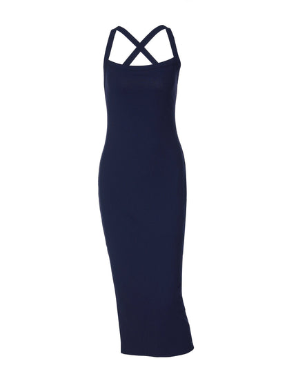 Backless Slim-Fit Cami Dress in Solid Color