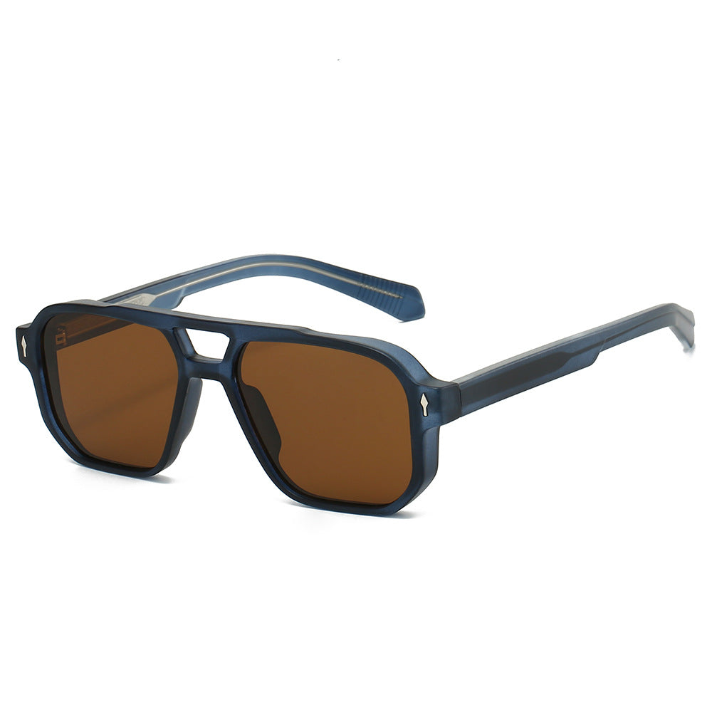 Trendy Pilot Style Sunglasses with Double Bridge and Matte Finish
