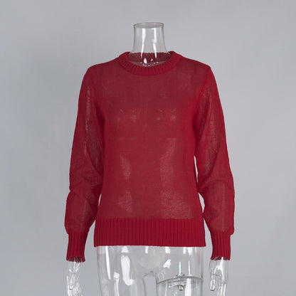 Comfortable Knit Sweater with Round Neck for Women