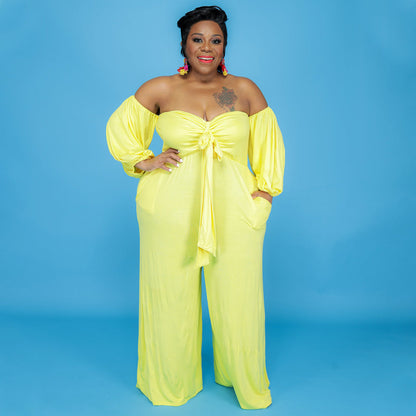 Solid Color Strapless Jumpsuit Loose Fit
