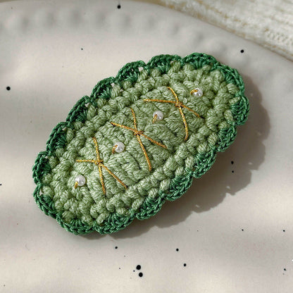 Sweet Hand Knitted Christmas Tree Hair Clip