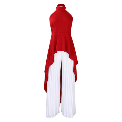 Fashionable Casual Two-Piece Set With Backless Top And Wide-Leg Pants