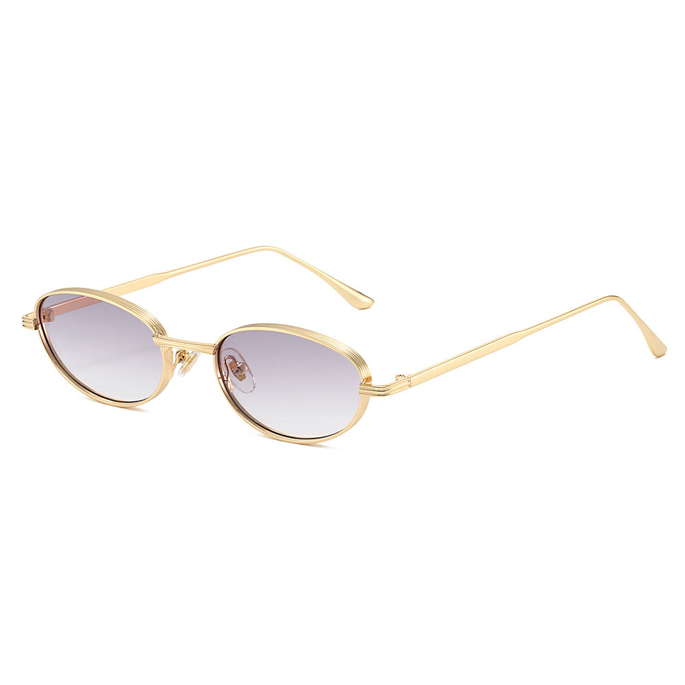Oval Fashion Sunglasses with Metal Frame for Stylish Outfits
