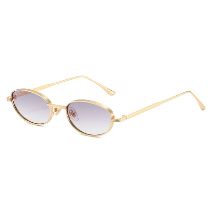 Oval Fashion Sunglasses with Metal Frame for Stylish Outfits