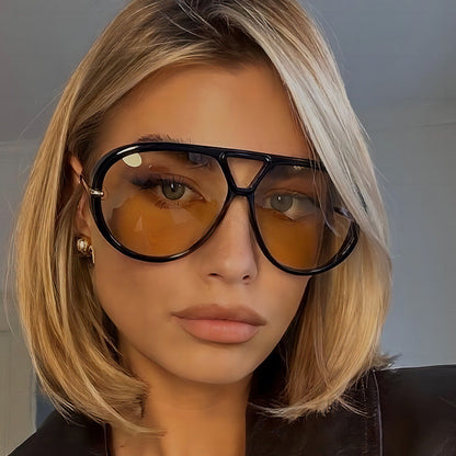 Trendy Oversized Squared Sunglasses UV400 Fashion Accessory