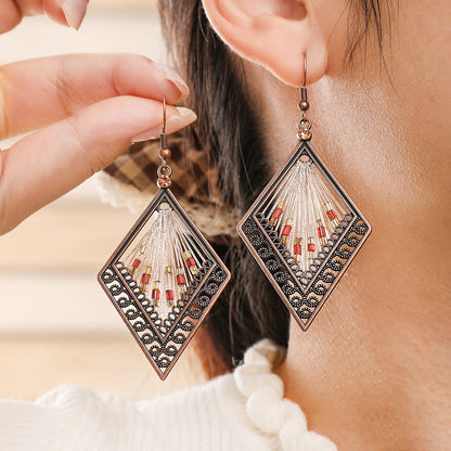 Bohemian Geometric Colorful Hoop Earrings Retro Style