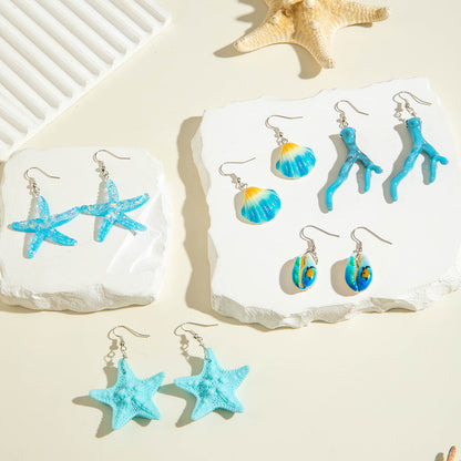 Bohemian Resin Starfish Earrings Ocean-Inspired Jewelry