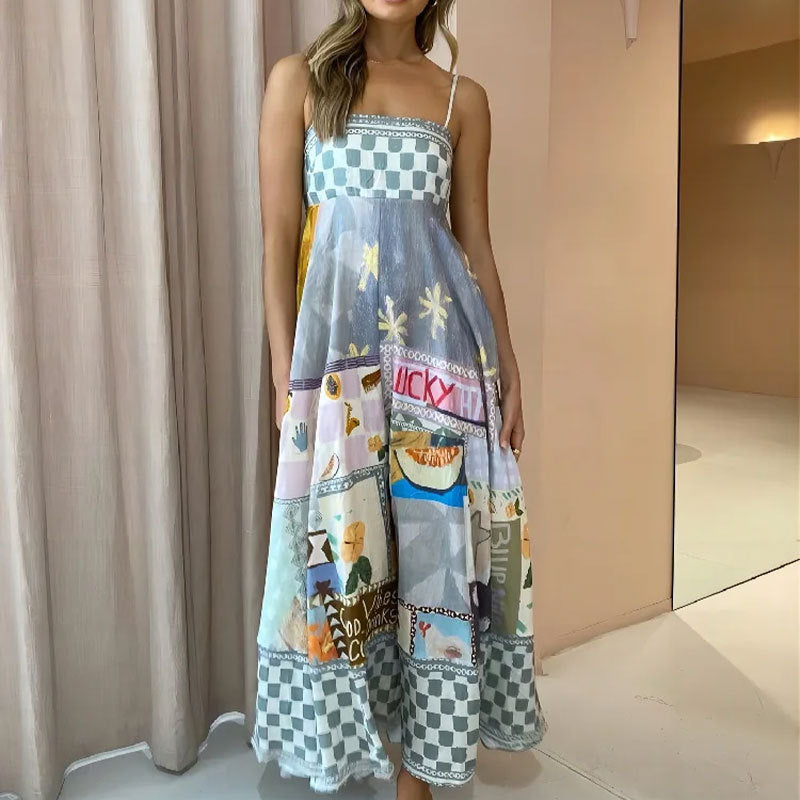 Floral Print Maxi Dress with High Waist for Casual Wear