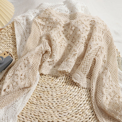 Crosa - Bohemian Crochet Hollow Out Long Sleeve Cardigan