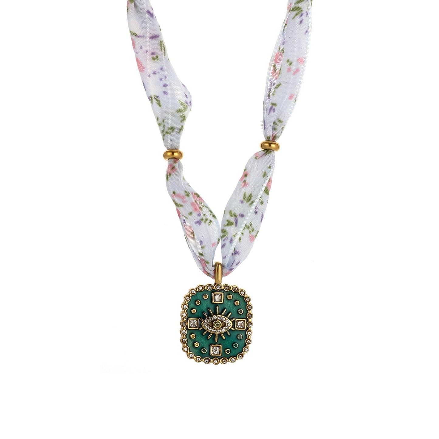 Simple Enamel Pendant Choker Scarf Necklace