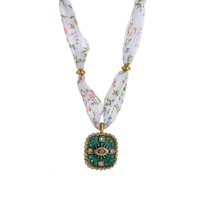 Simple Enamel Pendant Choker Scarf Necklace