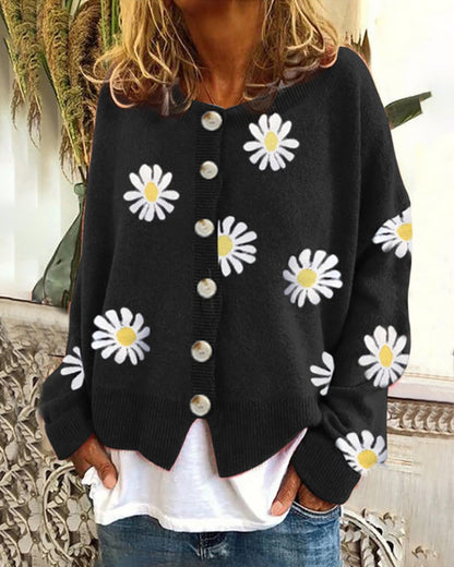 Autumn And Winter New Sweater Ladies Embroidered Knitted Cardigan Sweater